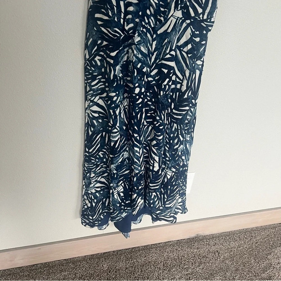 Jonathan Simkhai Priscilla Palm Print Sleeveless V-Neck Midi Dress Blue Women 2 - Picture 5 of 12